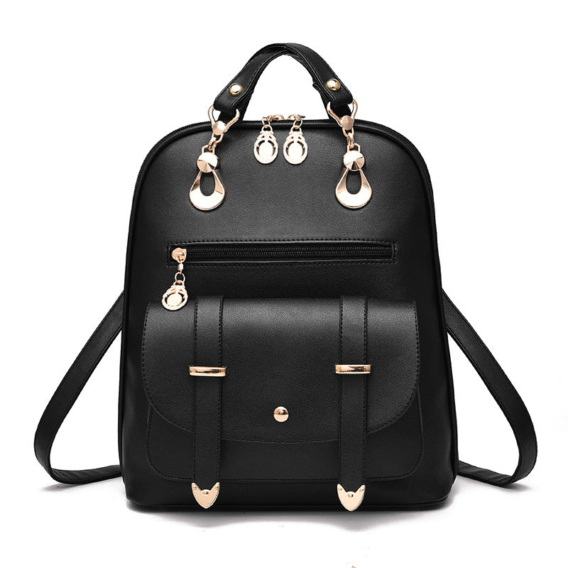 black leather backpack female Female bag fashion PU leather dual-use backpack – This & That Candles and More