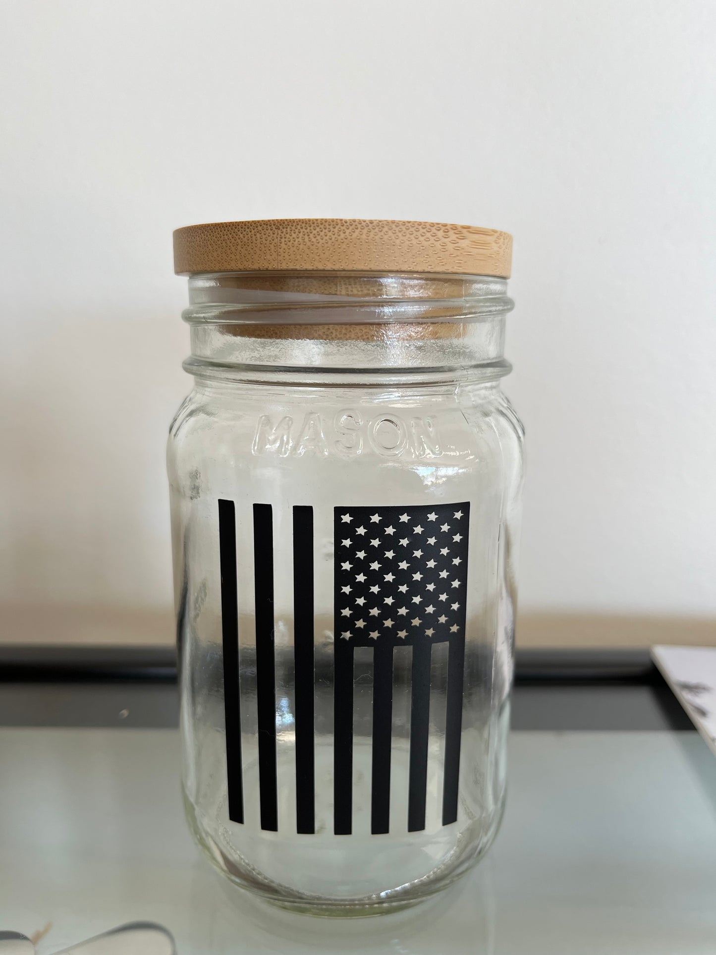 American Flag Mason Jar