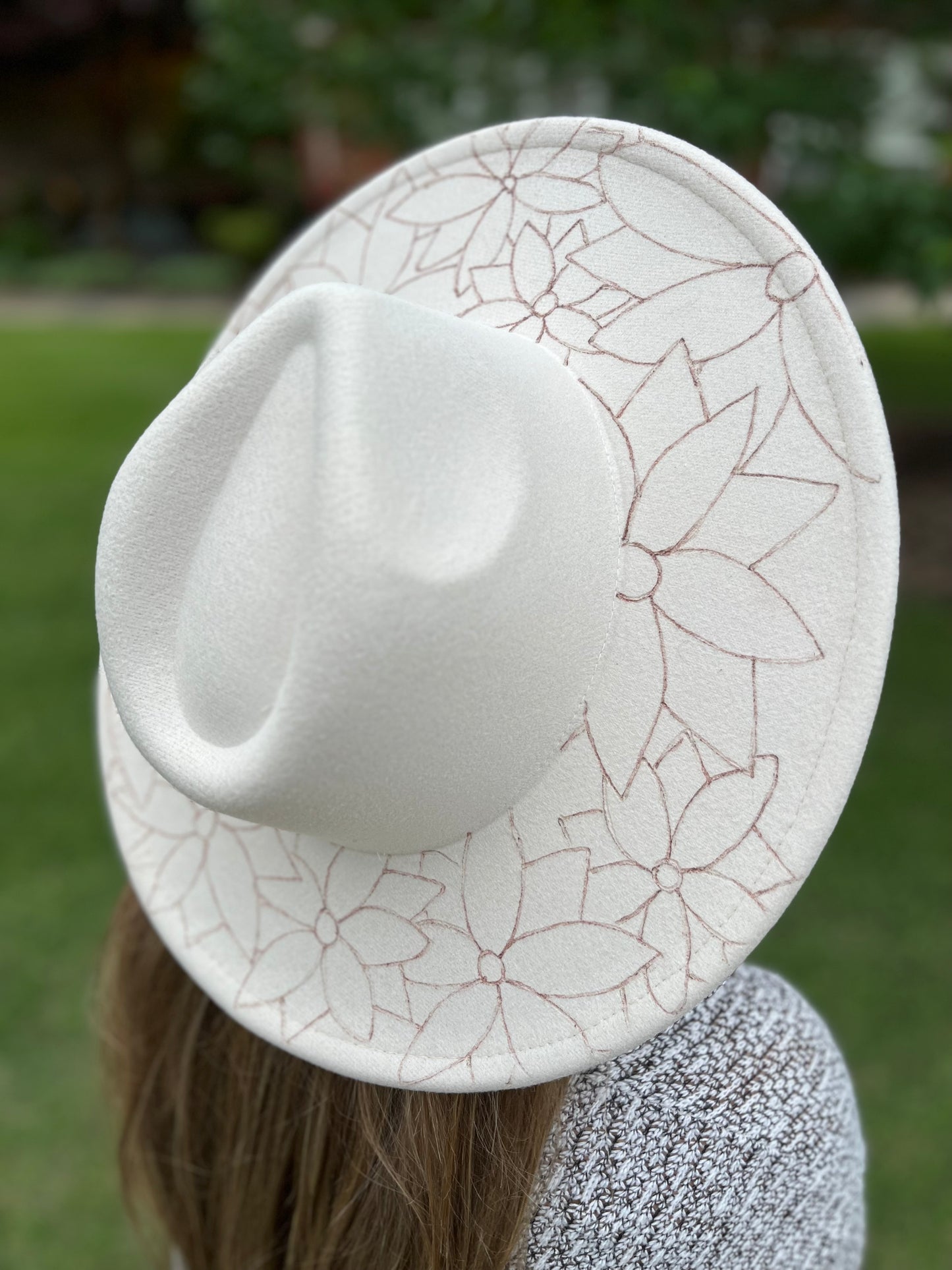 White Record | Wide Brim Hat | Rancher Hat | Custom Rancher Hat | Burned Hat
