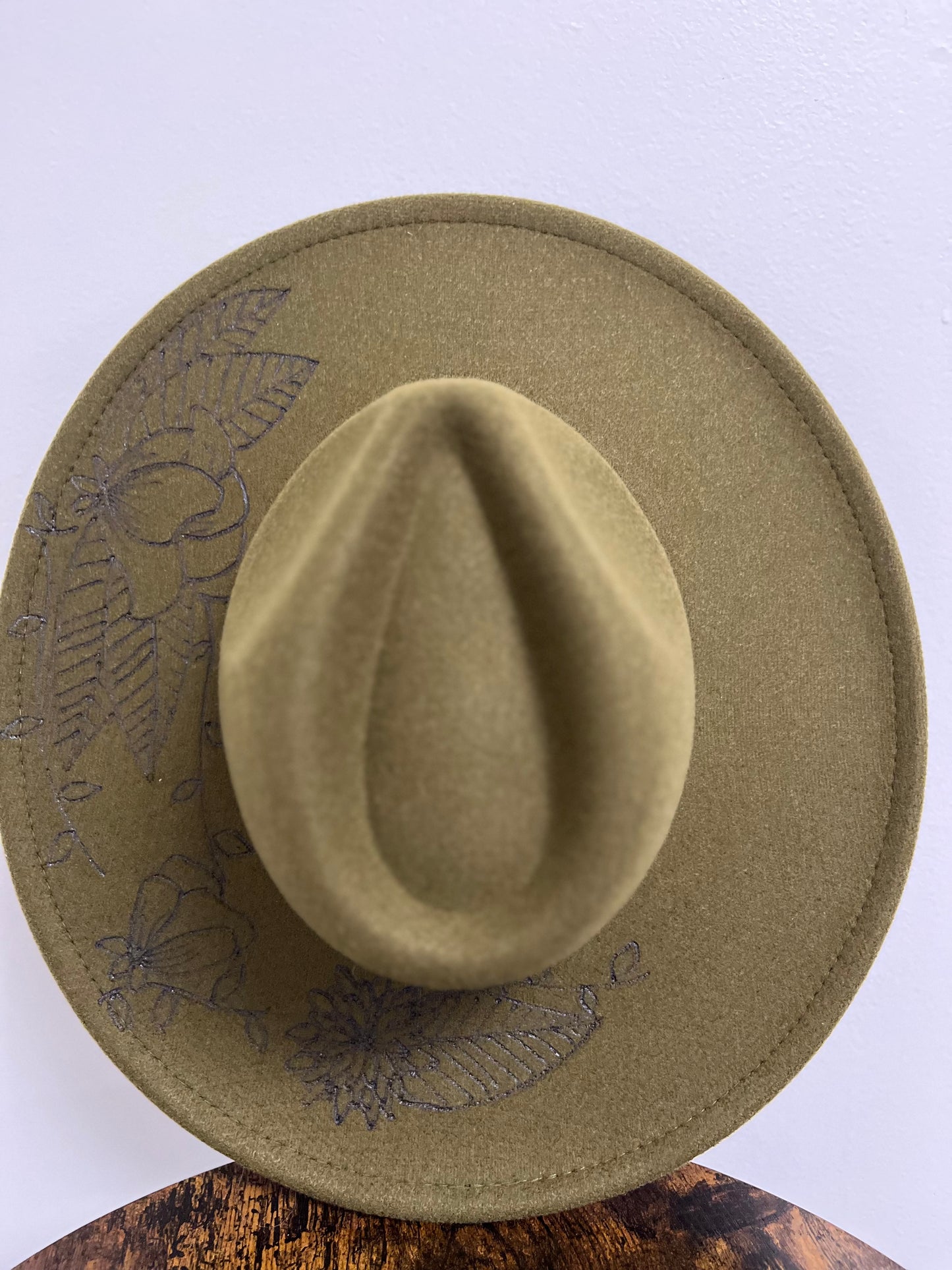 Brown Eyed Girl | Wide Brim Hat | Rancher Hat | Burned Hat - Green