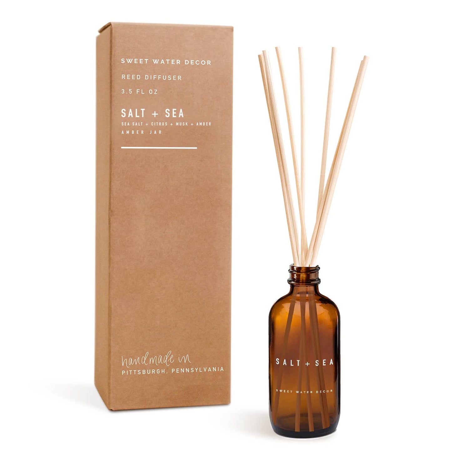 Salt and Sea Reed Diffuser - Amber Jar - 3.5 oz