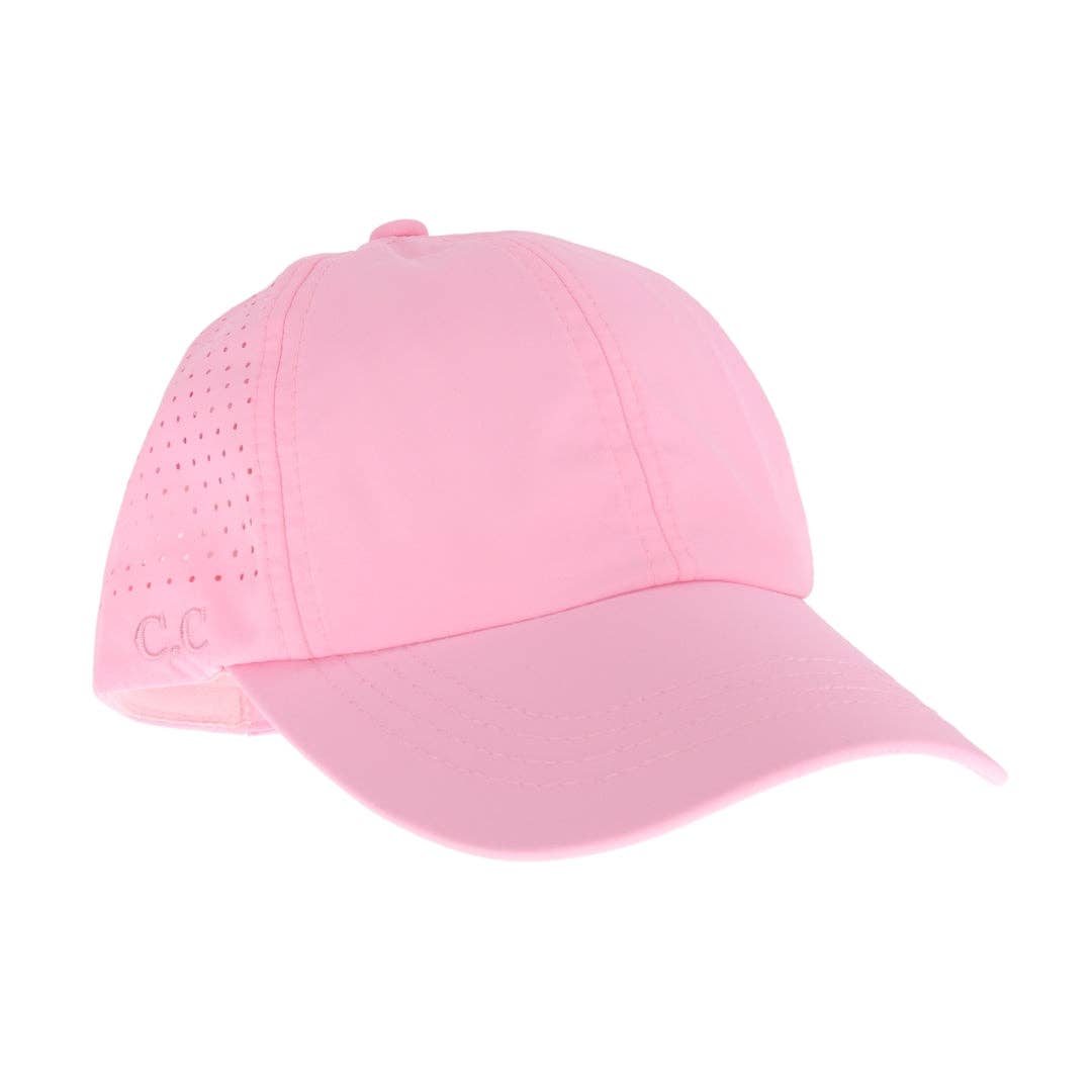 Laser Cut Criss Cross High Pony C.C Ball Cap Pink