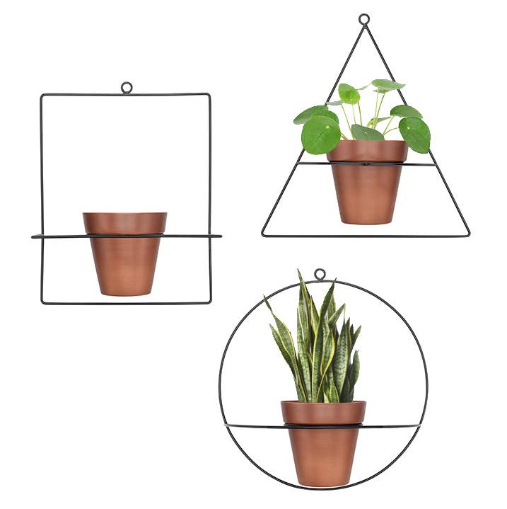 large hanging planters for indoor plants Set 3 Boho Wall Hanging Planters, Geometric Metal Wall Decor – This & That Candles and More
