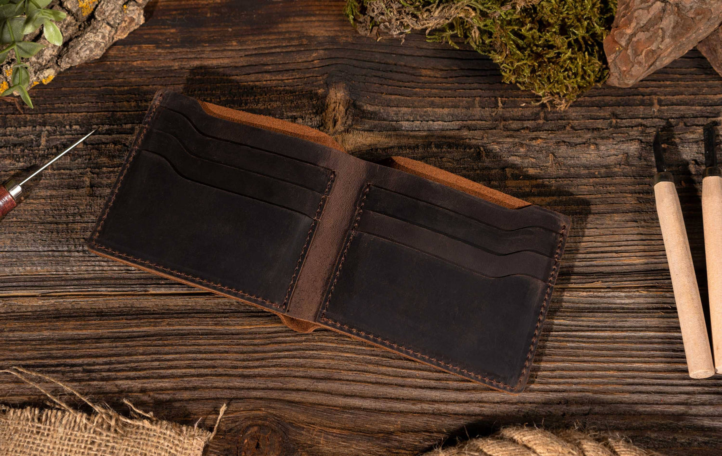Leather Wallet, Bifold Wallet, Handmade Wallet for Men