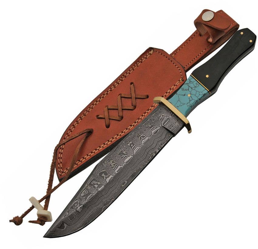 Vintage Gentlemen - Turquoise Damascus Bowie Knife