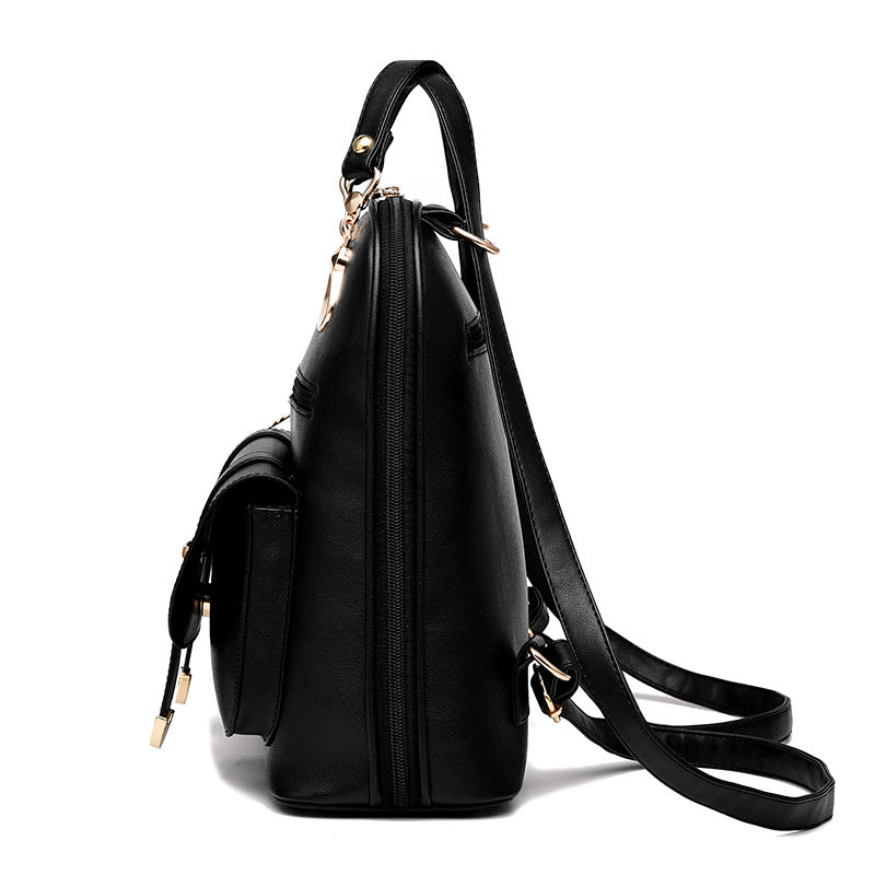 black leather backpack for girls Female bag fashion PU leather dual-use backpack – This & That Candles and More