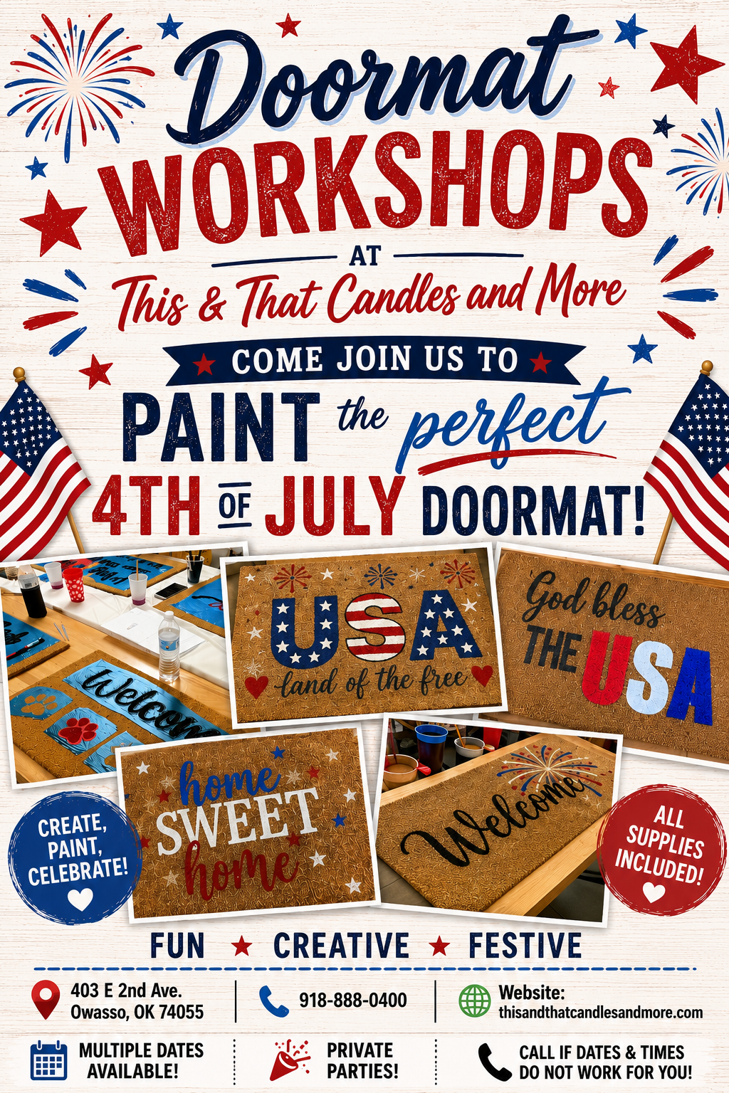 06/25/26 Personalized Doormat Workshop (Thursday 6:00pm)