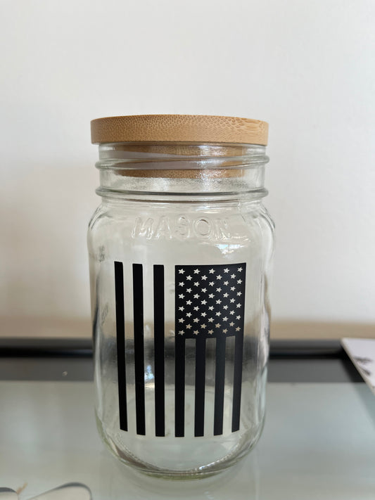 American Flag Mason Jar