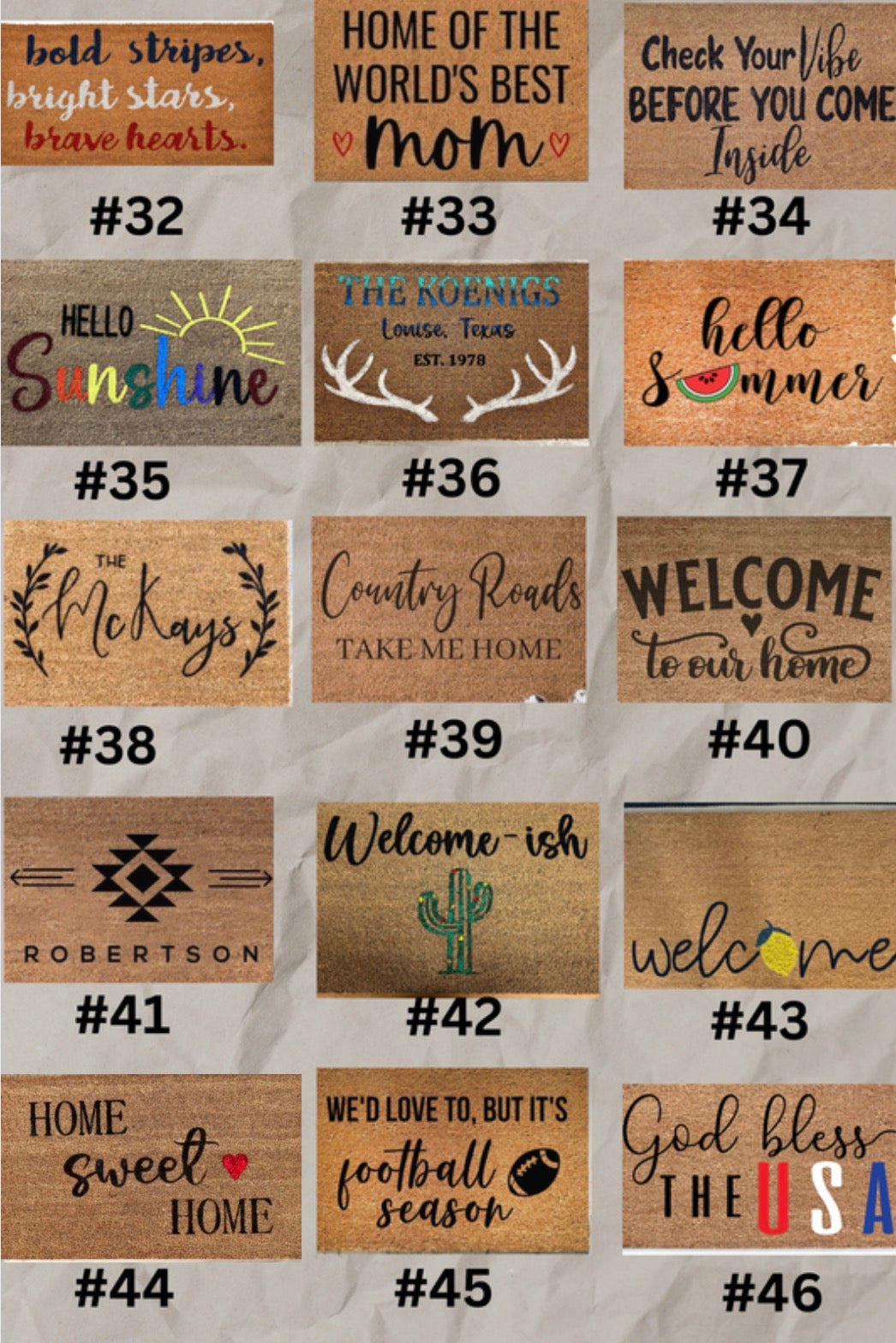05/14/26 Personalized Doormat Workshop (Thursday 6:00pm)
