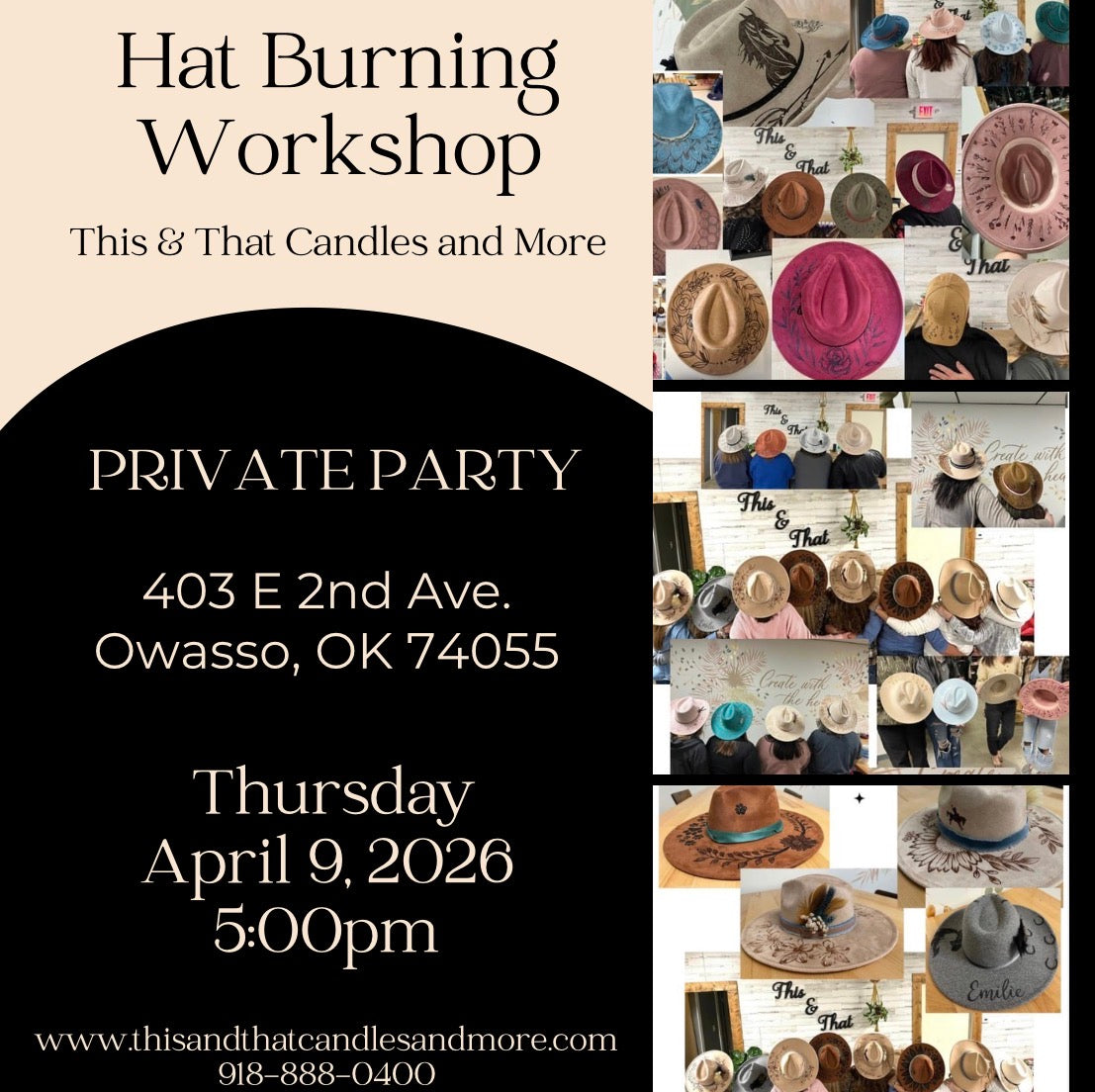 Private Customized Hat Burning Workshop (Thursday 5:00pm)