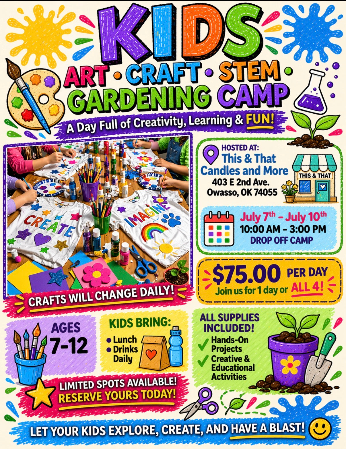 07/08/26 KIDS ART / CRAFT / STEM / GARDENING CAMP