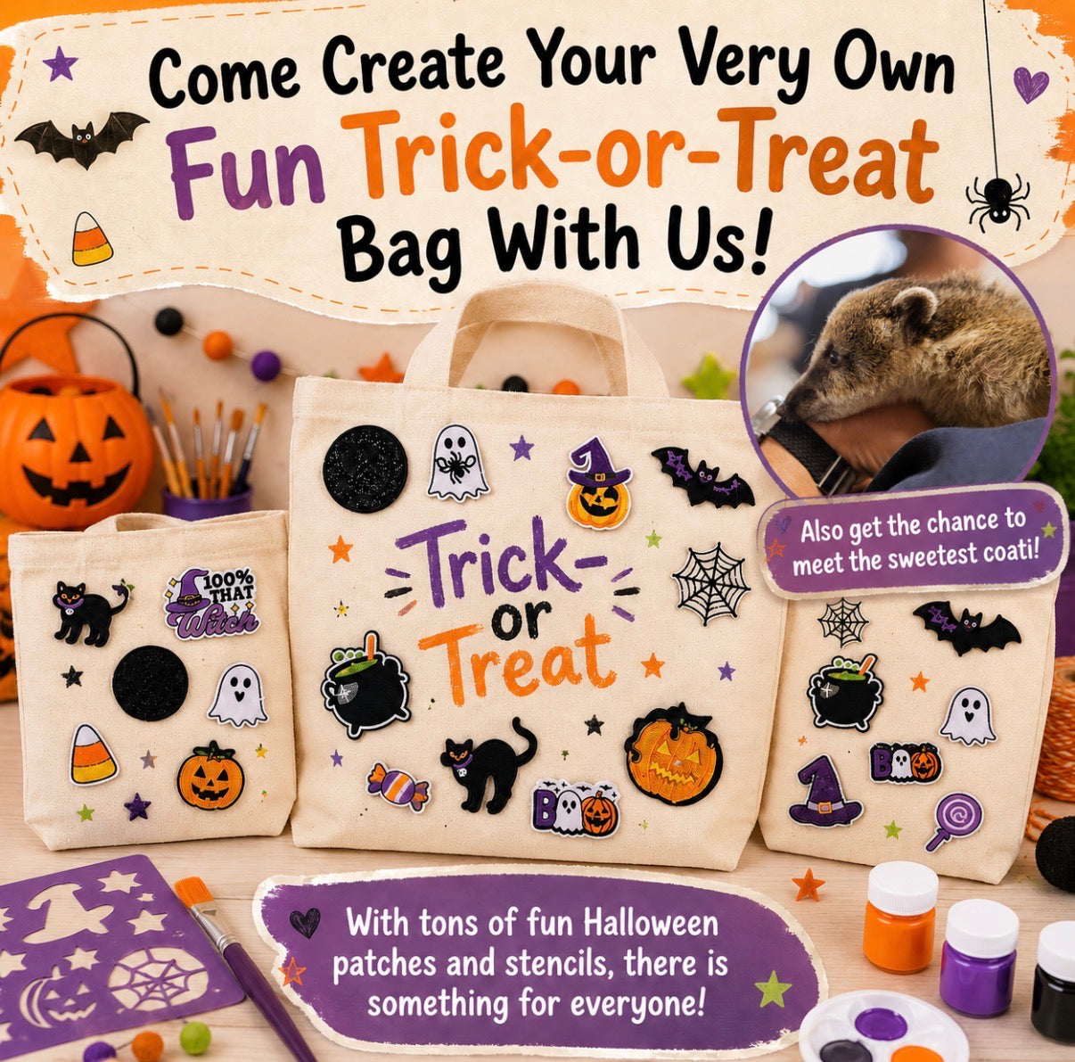 09/22/26 Trick-or-Treat Bag Bar and Coati Meet & Greet (Tuesday 6pm)