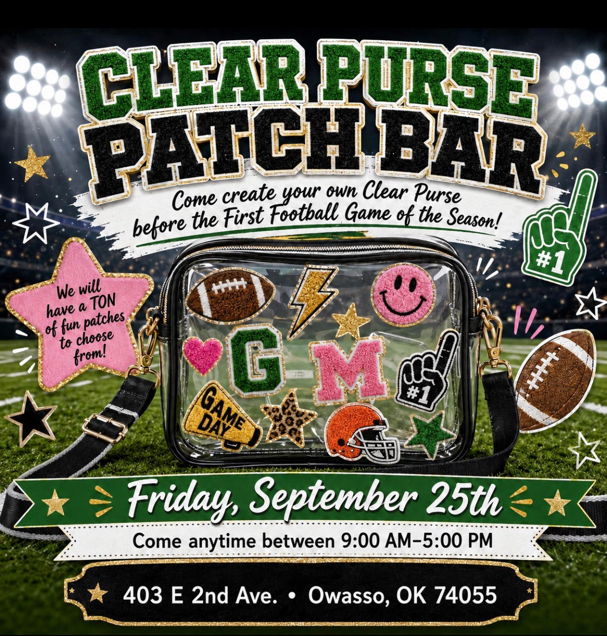 09/25/26 Clear Purse Patch Bar (Friday come anytime 9am - 5pm)