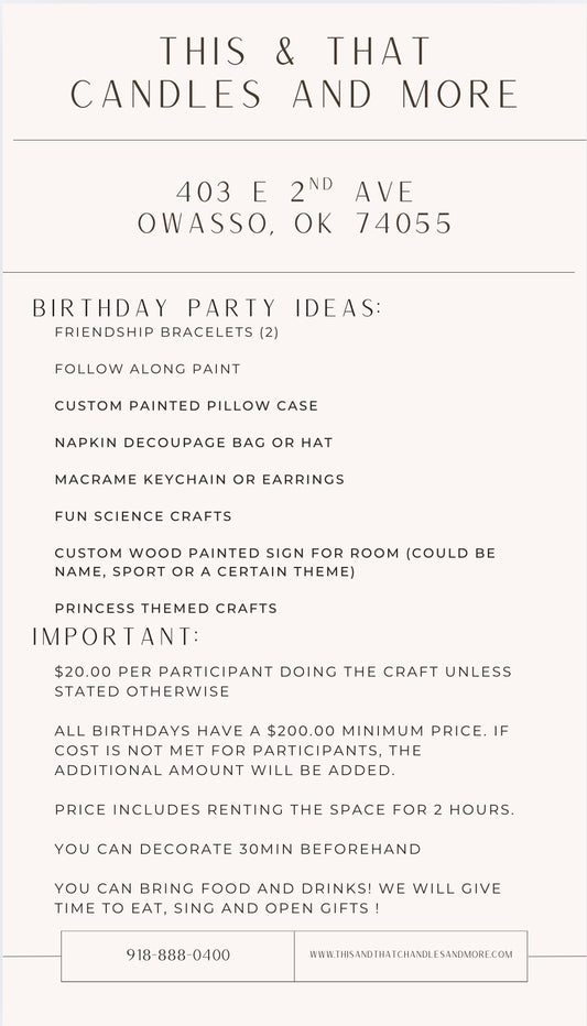 PRIVATE PARTY DEPOSIT