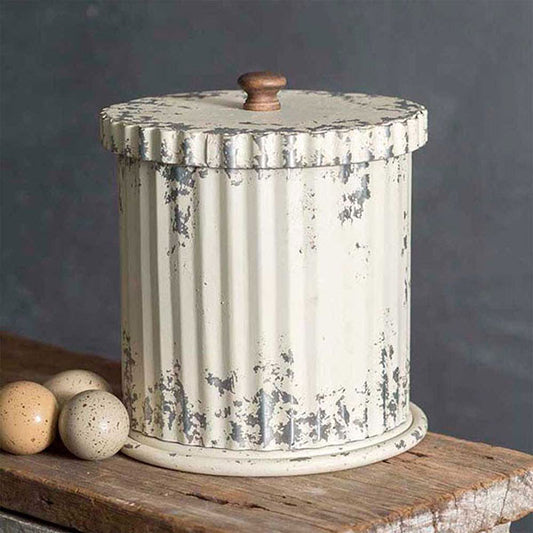 Whitewash Canister With Lid