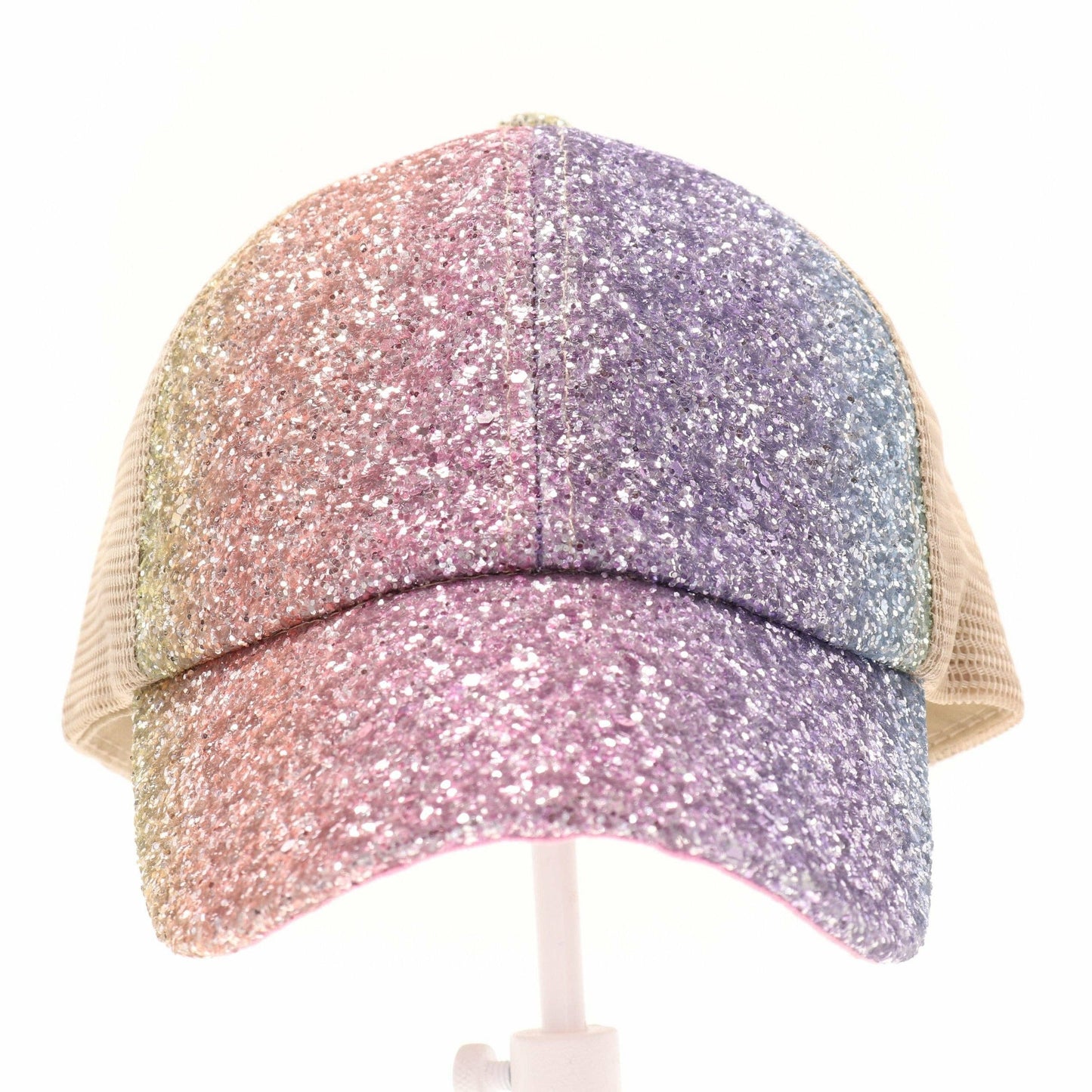 Mermaid KIDS Glitter Ombre Criss-Cross High Ponytail CC Ball Cap