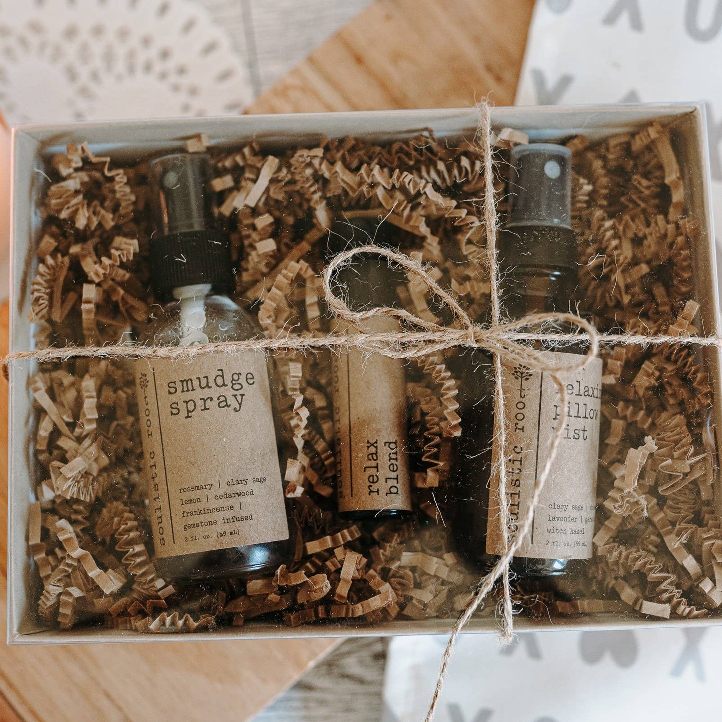 Gift Set- Pillow Spray + Smudge + Relax Essential Oil Roller