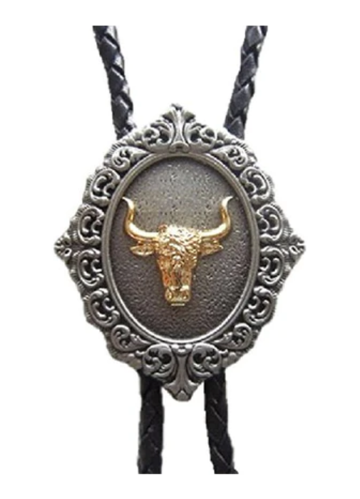 American Long Horn Western Cowboy Bolo Tie Necklace