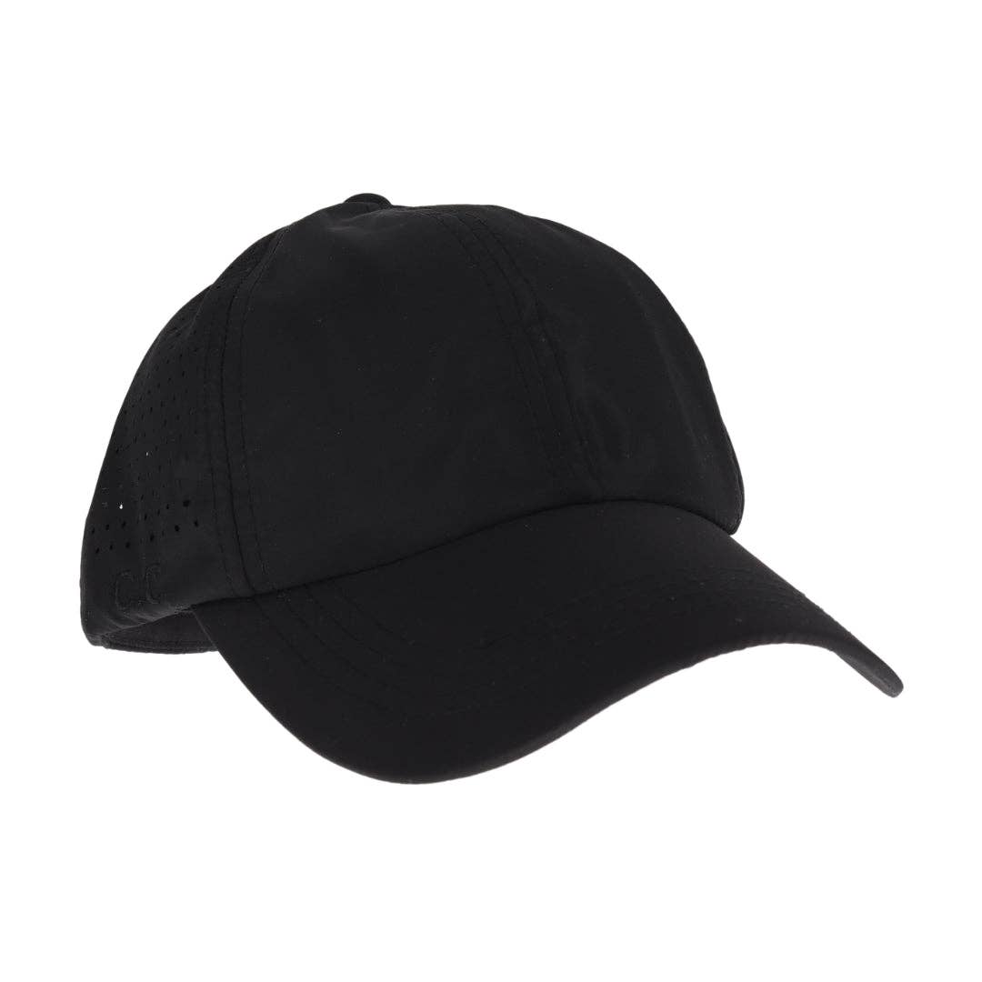 Laser Cut Criss Cross High Pony C.C Ball Cap Black