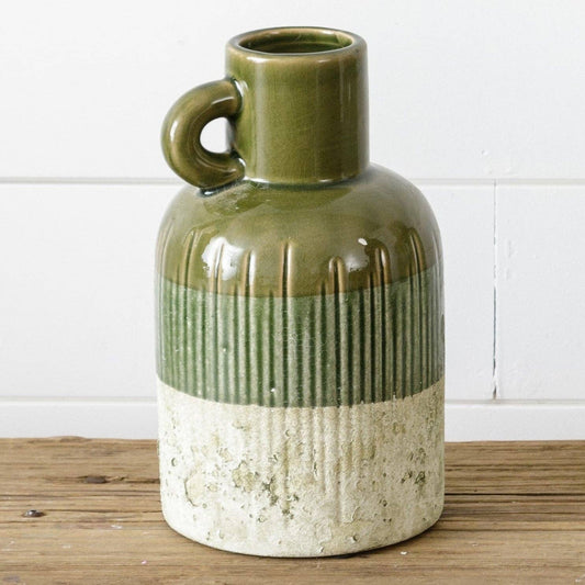 Green Jug With Distressed Bottom, Sm