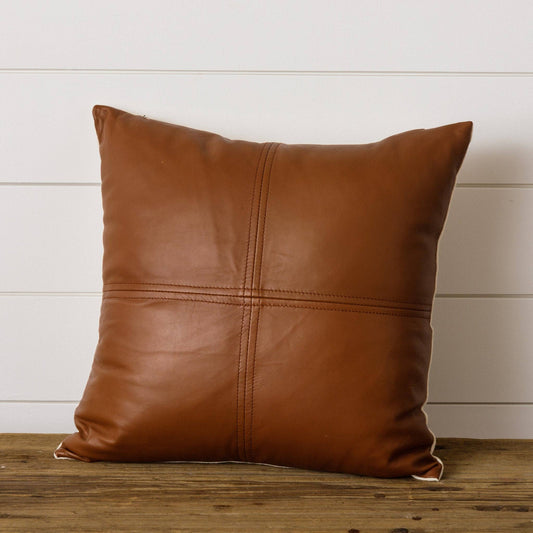 Pillow - Leather And Cotton Square