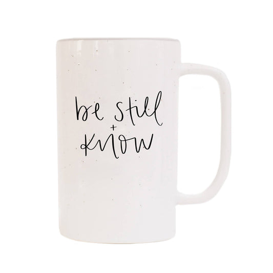 Be Still and Know - Tall Speckled Coffee Mug - 16 oz