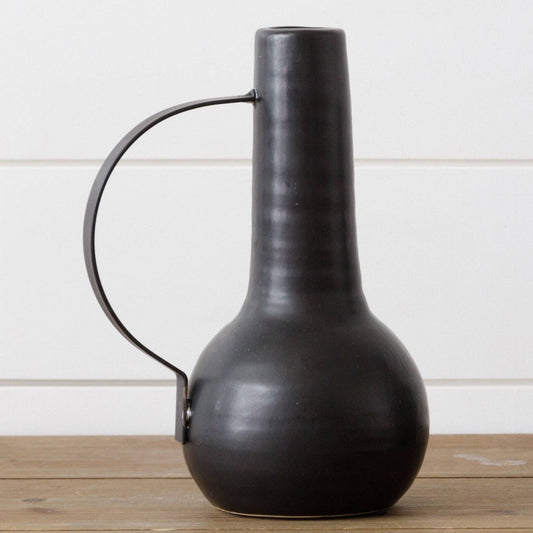 Vase with Handle - Matte Black, Lg